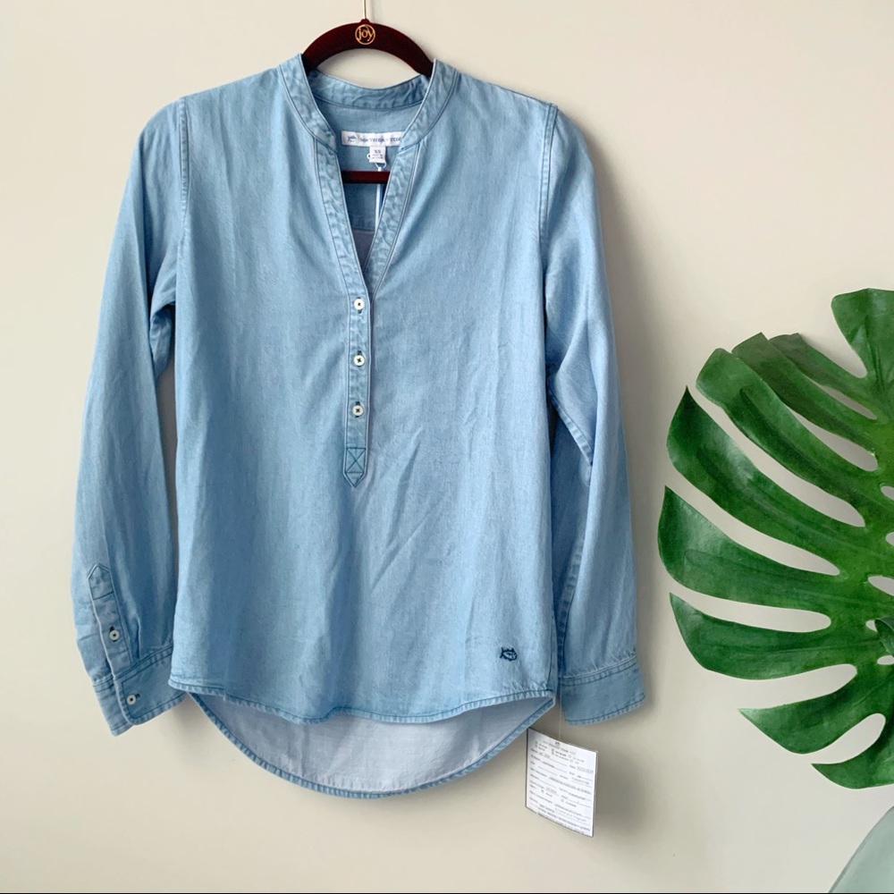 Southern Tide Chambray Top Long Sleeve Button Down